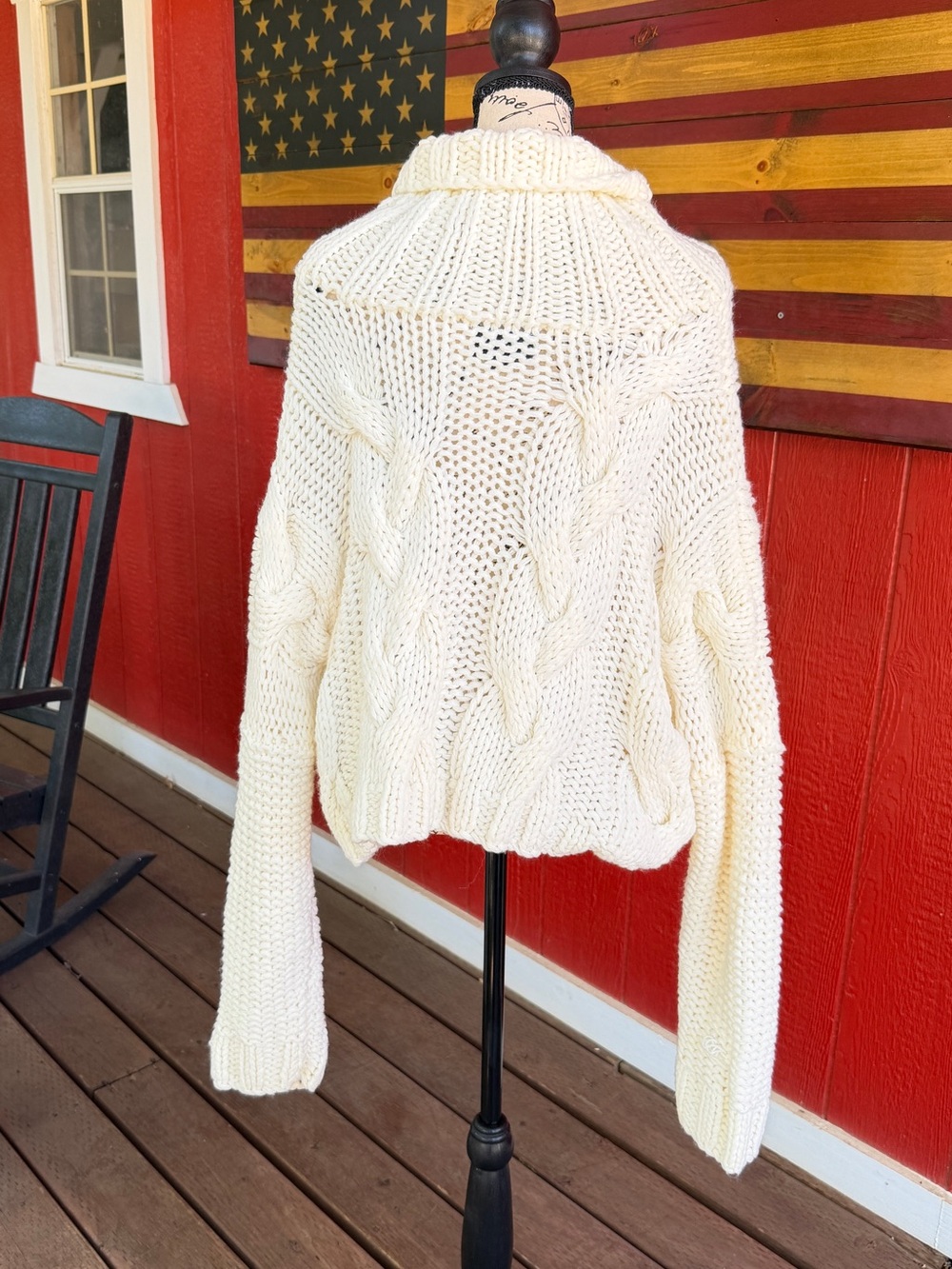 Vici Cream Cable Knit Oversized Cowl Neck Sweater - Picture 3 of 3